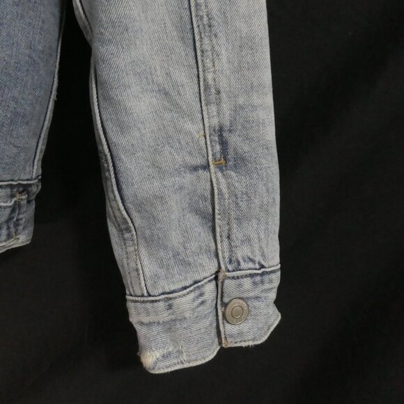 LUCKY BRAND | small | Distressed Jean Denim Sherpa Jacket | Snap Button Closure - Picture 16 of 16